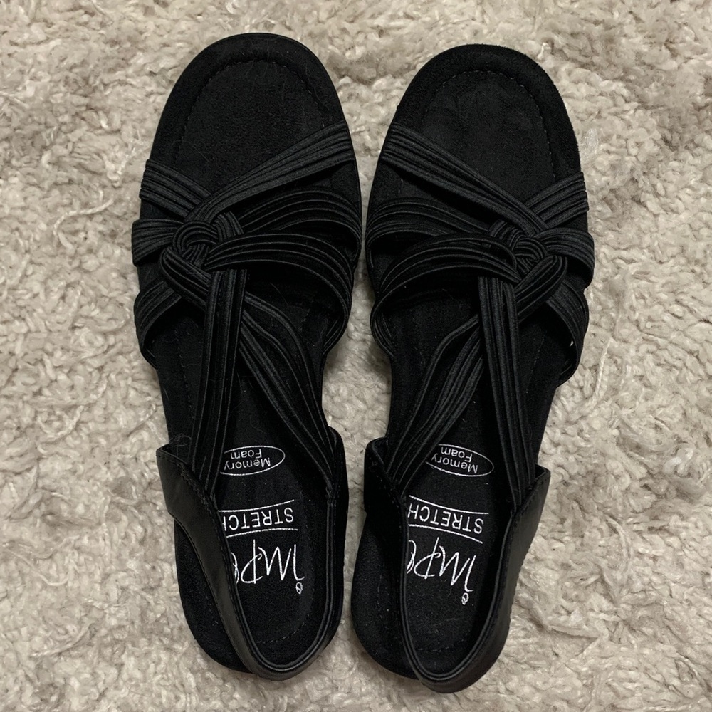 Impo Stretch Memory Foam Strappy Knot Black Sandal